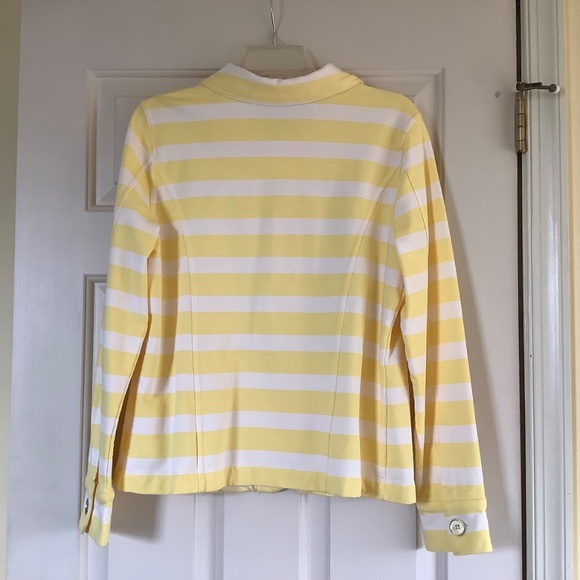 Isaac Mizrahi Striped Button Front Knit Jacket Yellow SZ M - Picture 2 of 16